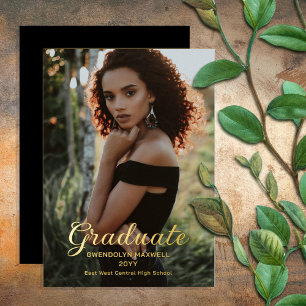 Invitación Con Relieve Metalizado Elegante foto de graduado Minimalista simple