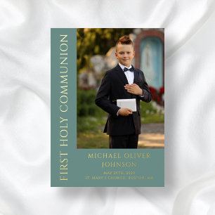 Invitación Con Relieve Metalizado Elegante foto de primera comunión