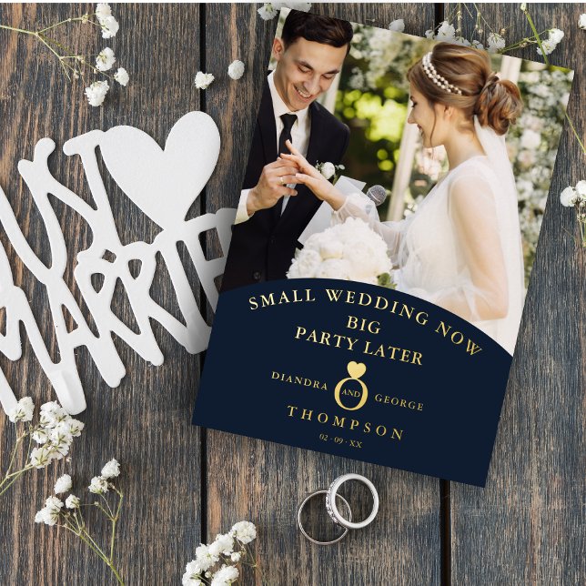 Invitación Con Relieve Metalizado Elegante foto dorada de la Marina Eloped Sofistica (Subido por el creador)