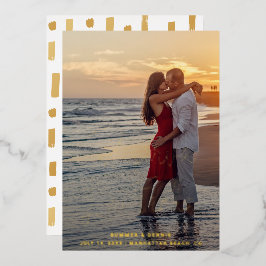 Invitación Con Relieve Metalizado Elegante Foto en Español Guardar la Fecha de Boda
