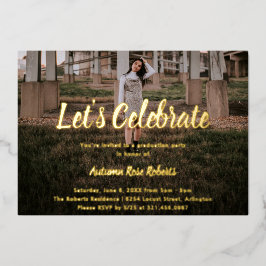 Invitación Con Relieve Metalizado Elegante Foto Graduación Moderna