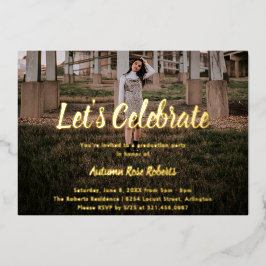 Invitación Con Relieve Metalizado Elegante Foto Graduación Moderna