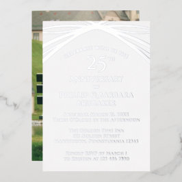 Invitación Con Relieve Metalizado Elegante foto Personalizado del 25° aniversario de