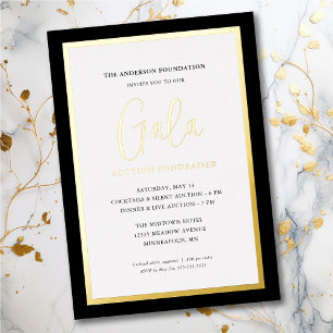 Invitación Con Relieve Metalizado Elegante gala corporativa de recaudación de fondos