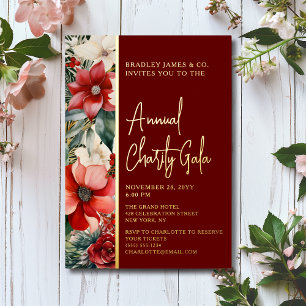 Invitación Con Relieve Metalizado Elegante gala de fiesta de evento de caridad flora