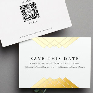 Invitación Con Relieve Metalizado Elegante geométrico dorado Save the Date