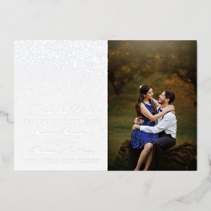 Invitación Con Relieve Metalizado Elegante glam confeti boda guardar la fecha real