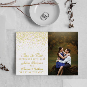 Invitación Con Relieve Metalizado Elegante glam confeti boda guardar la fecha real