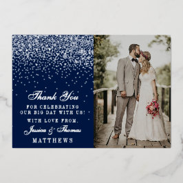 Invitación Con Relieve Metalizado Elegante Glam Confetti Boda Foto Gracias Real