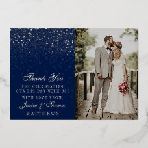 Elegante Glam Confetti Boda Foto Gracias Real