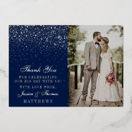 Invitación Con Relieve Metalizado Elegante Glam Confetti Boda Foto Gracias Real