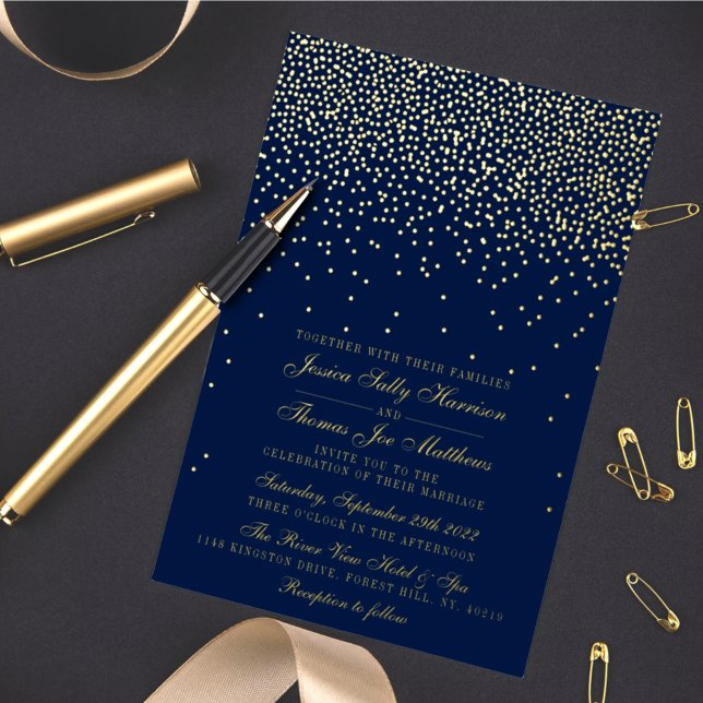 Invitación Con Relieve Metalizado Elegante Glam Confetti Boda Real (Subido por el creador)