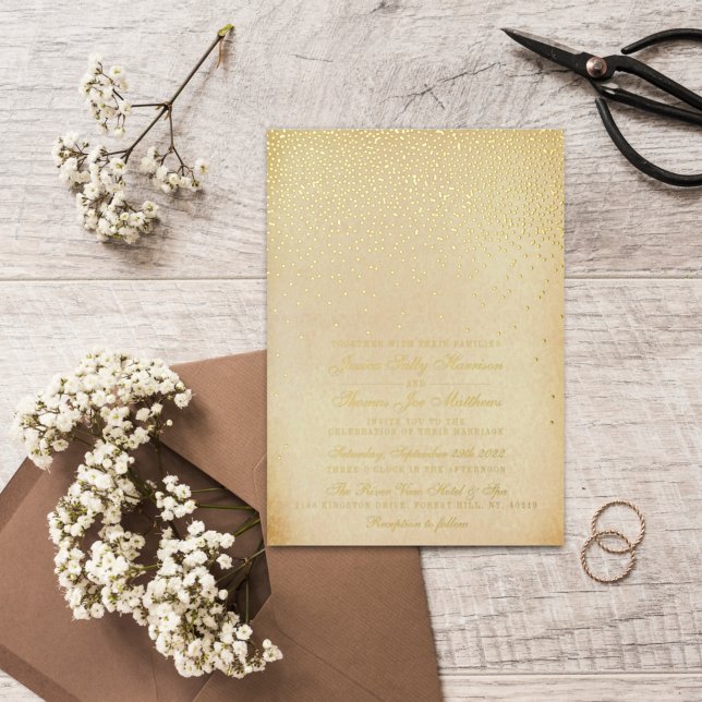 Invitación Con Relieve Metalizado Elegante Glam Confetti Boda Real (Subido por el creador)