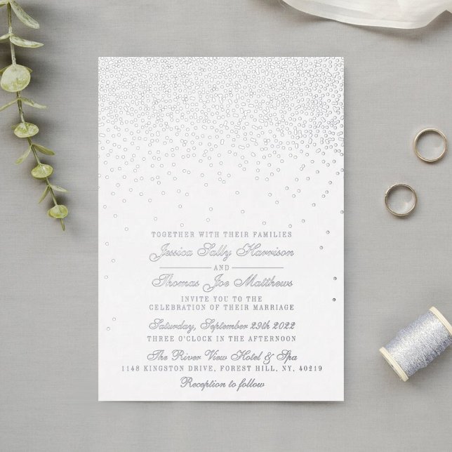 Invitación Con Relieve Metalizado Elegante Glam Confetti Boda Real (Subido por el creador)