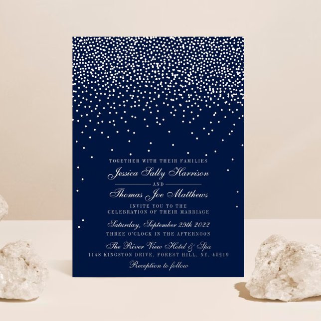 Invitación Con Relieve Metalizado Elegante Glam Confetti Boda Real (Subido por el creador)
