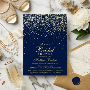 Invitación Con Relieve Metalizado Elegante Glam Confetti Bridal Shower Real