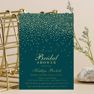 Invitación Con Relieve Metalizado Elegante Glam Confetti Bridal Shower Real