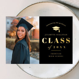 Invitación Con Relieve Metalizado Elegante Graduación de Fotografía de Tipo Oro