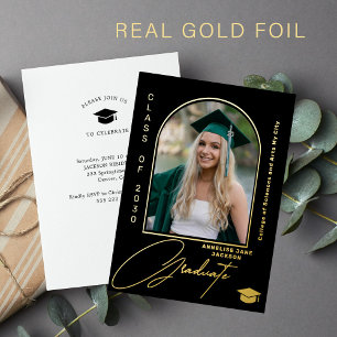 Invitación Con Relieve Metalizado Elegante graduación de fotos de arco de graduación