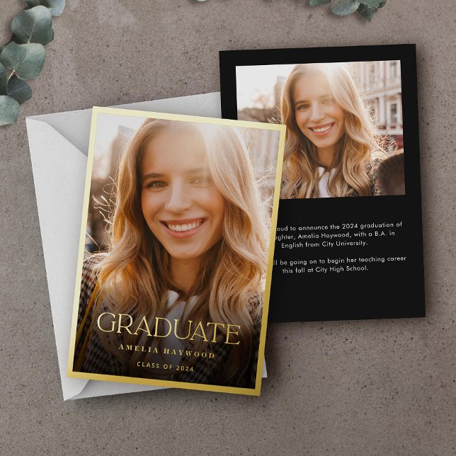 Invitación Con Relieve Metalizado Elegante Graduación Moderna de Fotografía (Subido por el creador)