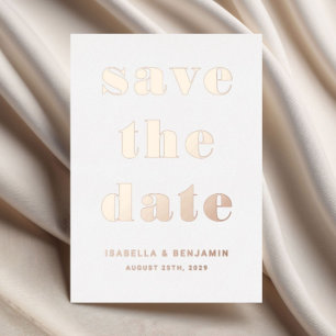 Invitación Con Relieve Metalizado Elegante guardar la fecha boda rosa dorado foil
