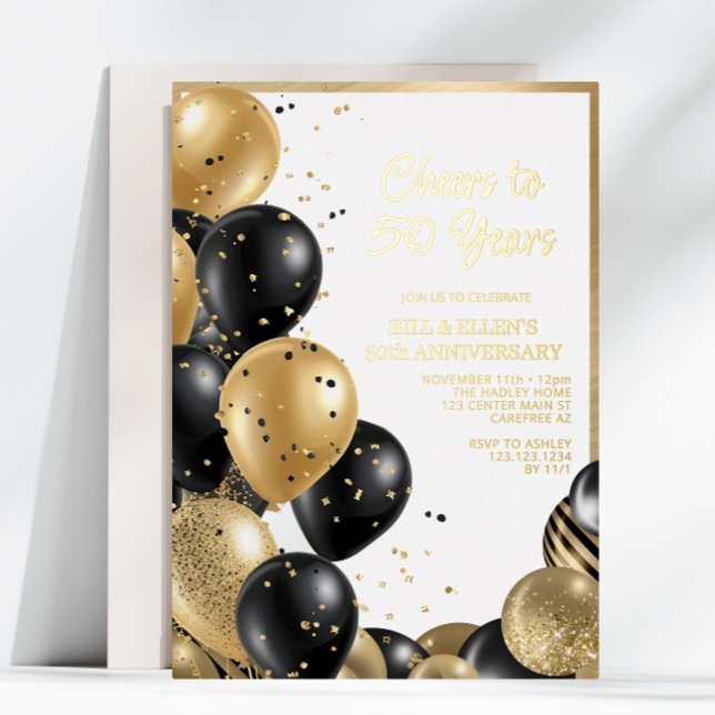 Invitación Con Relieve Metalizado Elegante guión 50 aniversario Boda (Subido por el creador)