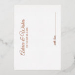 Invitación Con Relieve Metalizado Elegante guión Boda consejos y deseos Rosa oro<br><div class="desc">Añada un toque personal a su boda con un elegante consejo de boda y tarjeta de deseos. Esta tarjeta de consejo presenta el título en Relieve metalizado oro rosa estilo moderno y elegante caligrafía estilo fuente y detalles en el estilo de letra rosa de Relieve metalizado dorado sans serif estilo...</div>