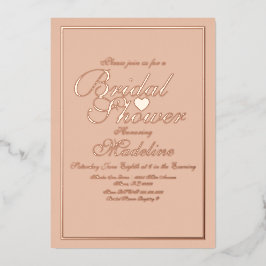 Invitación Con Relieve Metalizado Elegante guión frontera corazón ducha de novia