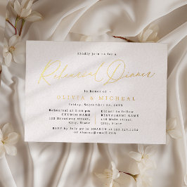 Invitación Con Relieve Metalizado Elegante guion moderno cena de ensayo minimalista