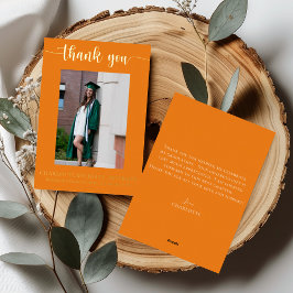 Invitación Con Relieve Metalizado Elegante guión Naranja Oro Graduación de Foto