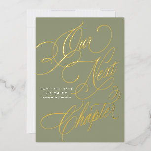 Invitación Con Relieve Metalizado Elegante guión nuestro próximo capítulo guardar la