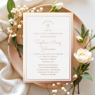 Invitación Con Relieve Metalizado Elegante guión Primer Rosa de oro de la comunidad