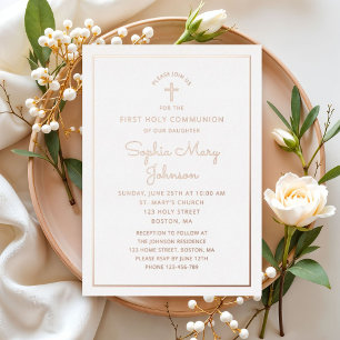 Invitación Con Relieve Metalizado Elegante guión Primer Rosa de oro de la comunidad