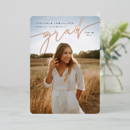 Invitación Con Relieve Metalizado Elegante guión Relieve metalizado Graduación Foto 