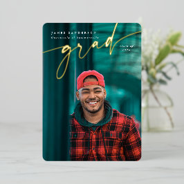 Invitación Con Relieve Metalizado Elegante guión Relieve metalizado Graduación Foto 