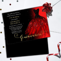 Elegante Guisante Español Rojo de Ruby Quinceañera