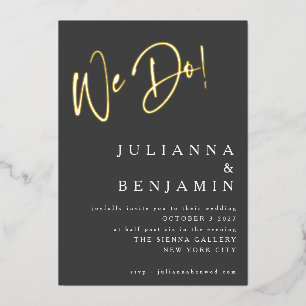 Invitación Con Relieve Metalizado Elegante Hacemos Todo Moderno En Un Oro Negro Boda
