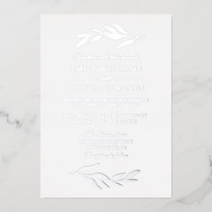 Invitación Con Relieve Metalizado Elegante hoja de papel de aluminio plateado Boda m