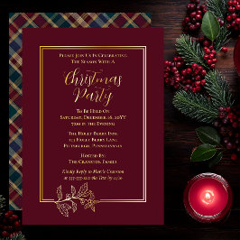 Invitación Con Relieve Metalizado Elegante Holly | Fiesta de Berries Rich Plaid Navi