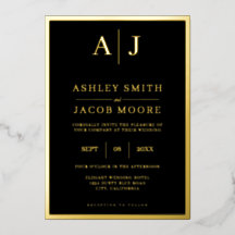 Elegante invitación al Relieve metalizado de Monog