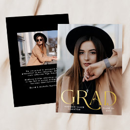 Invitación Con Relieve Metalizado Elegante Invitación de graduación de Relieve metal