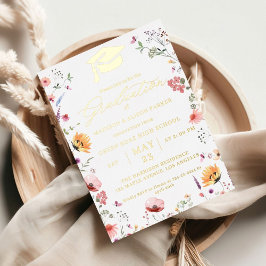 Invitación Con Relieve Metalizado Elegante jardín de flores silvestres