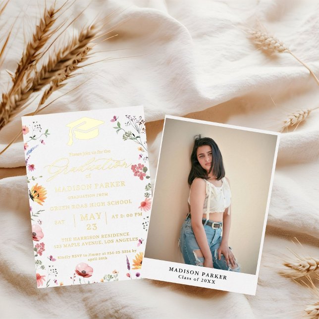 Invitación Con Relieve Metalizado Elegante jardín de flores silvestres (Subido por el creador)