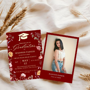 Invitación Con Relieve Metalizado Elegante jardín de flores silvestres