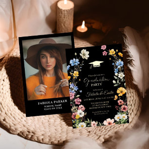 Invitación Con Relieve Metalizado Elegante jardín de flores silvestres de primavera