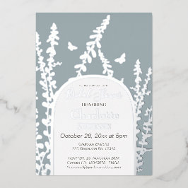 Invitación Con Relieve Metalizado Elegante jardín deja mariposas ducha de novia