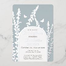 Elegante jardín deja mariposas ducha de novia