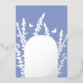 Invitación Con Relieve Metalizado Elegante jardín hojas y mariposas boda   