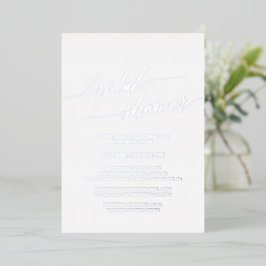 Invitación Con Relieve Metalizado Elegante lluvia de boda con caligrafía de papel de