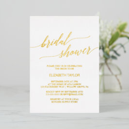 Invitación Con Relieve Metalizado Elegante lluvia de boda con caligrafía en lámina d